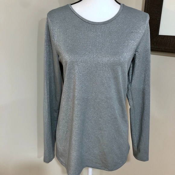 *BANANA REPUBLIC* Gray Metallic Long Sleeve Shirt - Picture 1 of 4